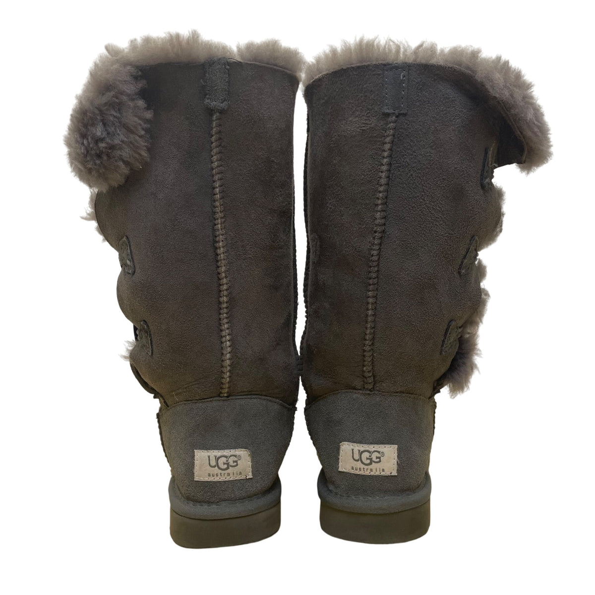 UGG Women’s Gray Suede Shearling-Lined Warm Button-Up Tall Boots Size 6