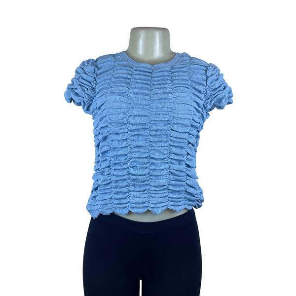 Anthropologie Women’s Blue Textured Short Sleeve Blouse Size S