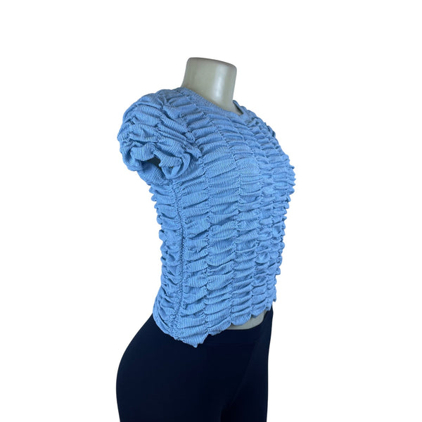 Anthropologie Women’s Blue Textured Short Sleeve Blouse Size S