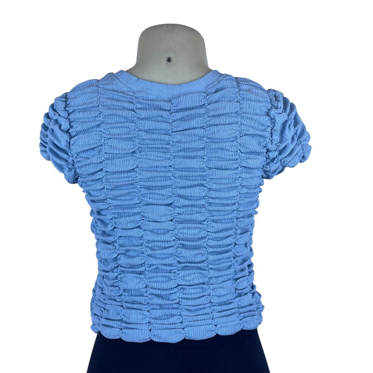 Anthropologie Women’s Blue Textured Short Sleeve Blouse Size S