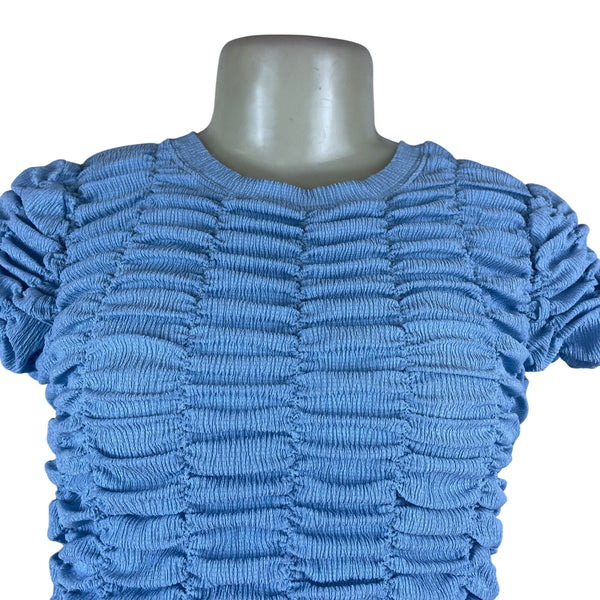 Anthropologie Women’s Blue Textured Short Sleeve Blouse Size S