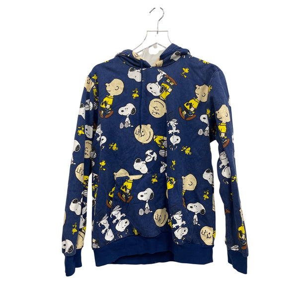 Peanuts Hybrid Mens Blue Polyester/Cotton Long-Sleeve Hooded Sweatshirt M Snoopy Print