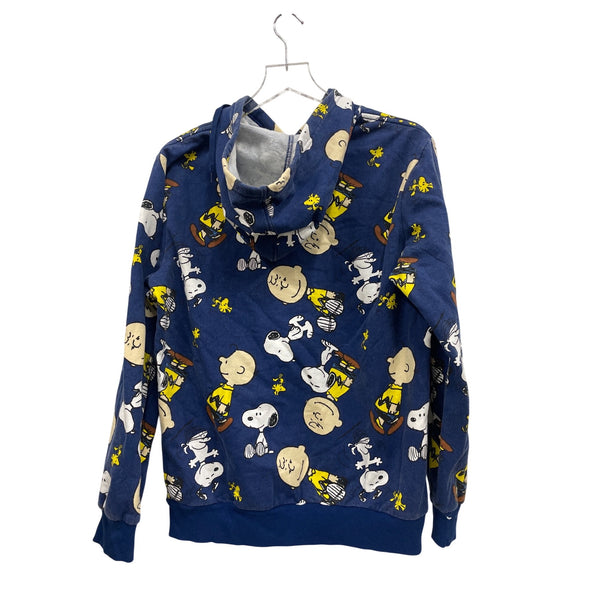 Peanuts Hybrid Mens Blue Polyester/Cotton Long-Sleeve Hooded Sweatshirt M Snoopy Print
