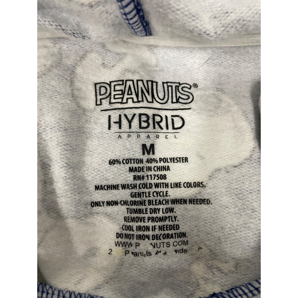 Peanuts Hybrid Mens Blue Polyester/Cotton Long-Sleeve Hooded Sweatshirt M Snoopy Print