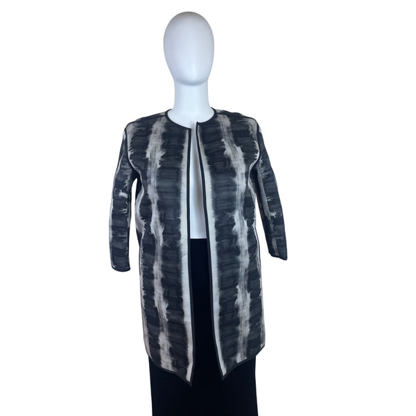 Lafayette 148 Tie-Dye Womens Open-Front Jacket Black/White Size L