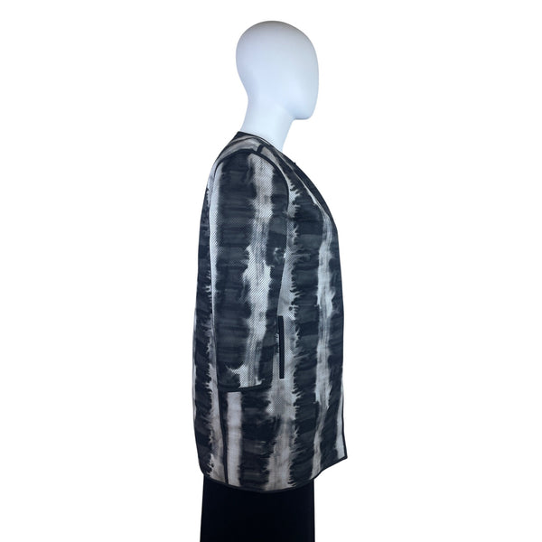 Lafayette 148 Tie-Dye Womens Open-Front Jacket Black/White Size L
