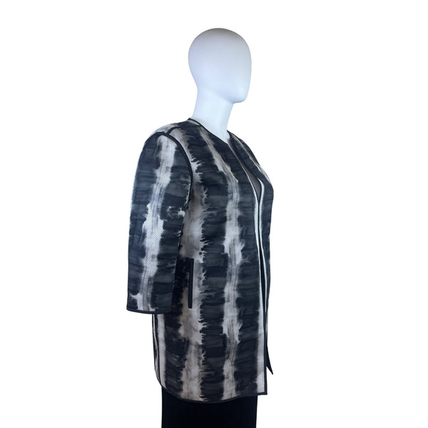 Lafayette 148 Tie-Dye Womens Open-Front Jacket Black/White Size L