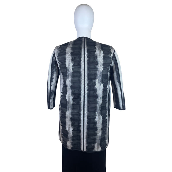 Lafayette 148 Tie-Dye Womens Open-Front Jacket Black/White Size L