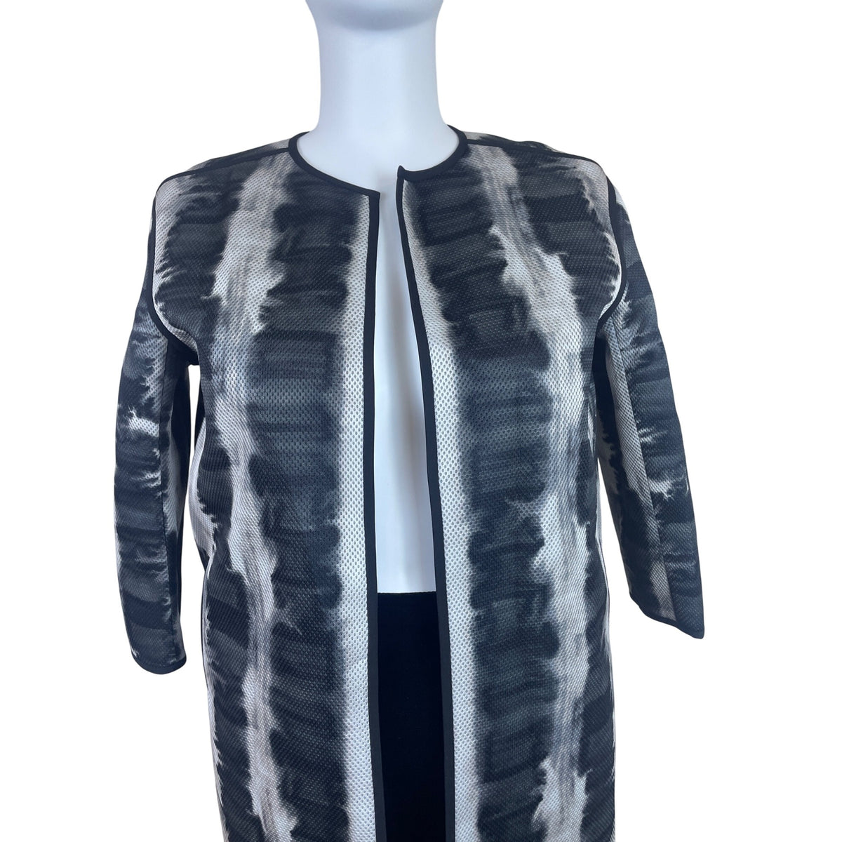 Lafayette 148 Tie-Dye Womens Open-Front Jacket Black/White Size L
