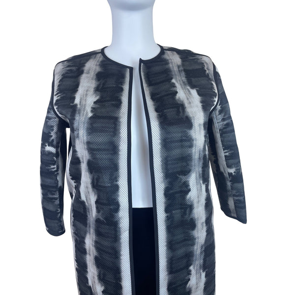 Lafayette 148 Tie-Dye Womens Open-Front Jacket Black/White Size L