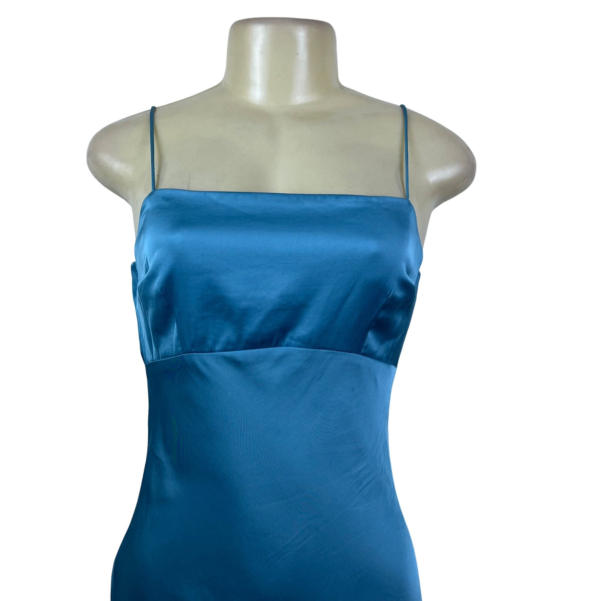 Abercrombie & Fitch Womens Blue Satin Midi Slip Dress Adjustable Straps SP