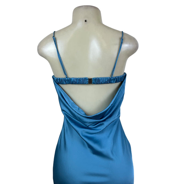 Abercrombie & Fitch Womens Blue Satin Midi Slip Dress Adjustable Straps SP