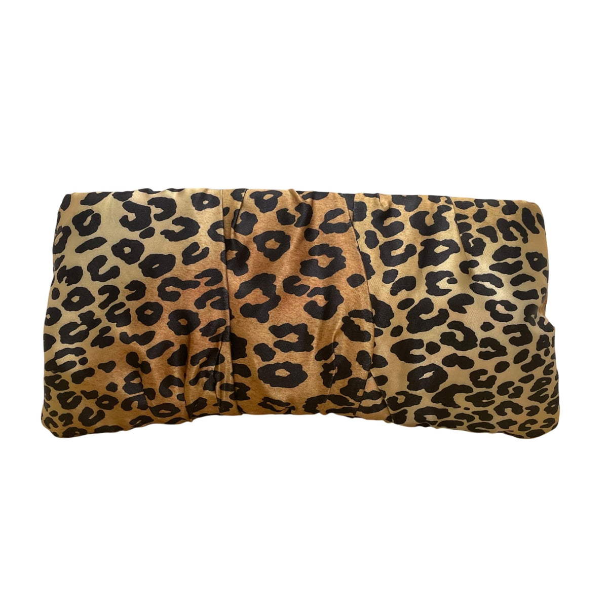 Steve Madden Women’s Leopard Print Ruched Satin Interior Pocket Clutch Bag