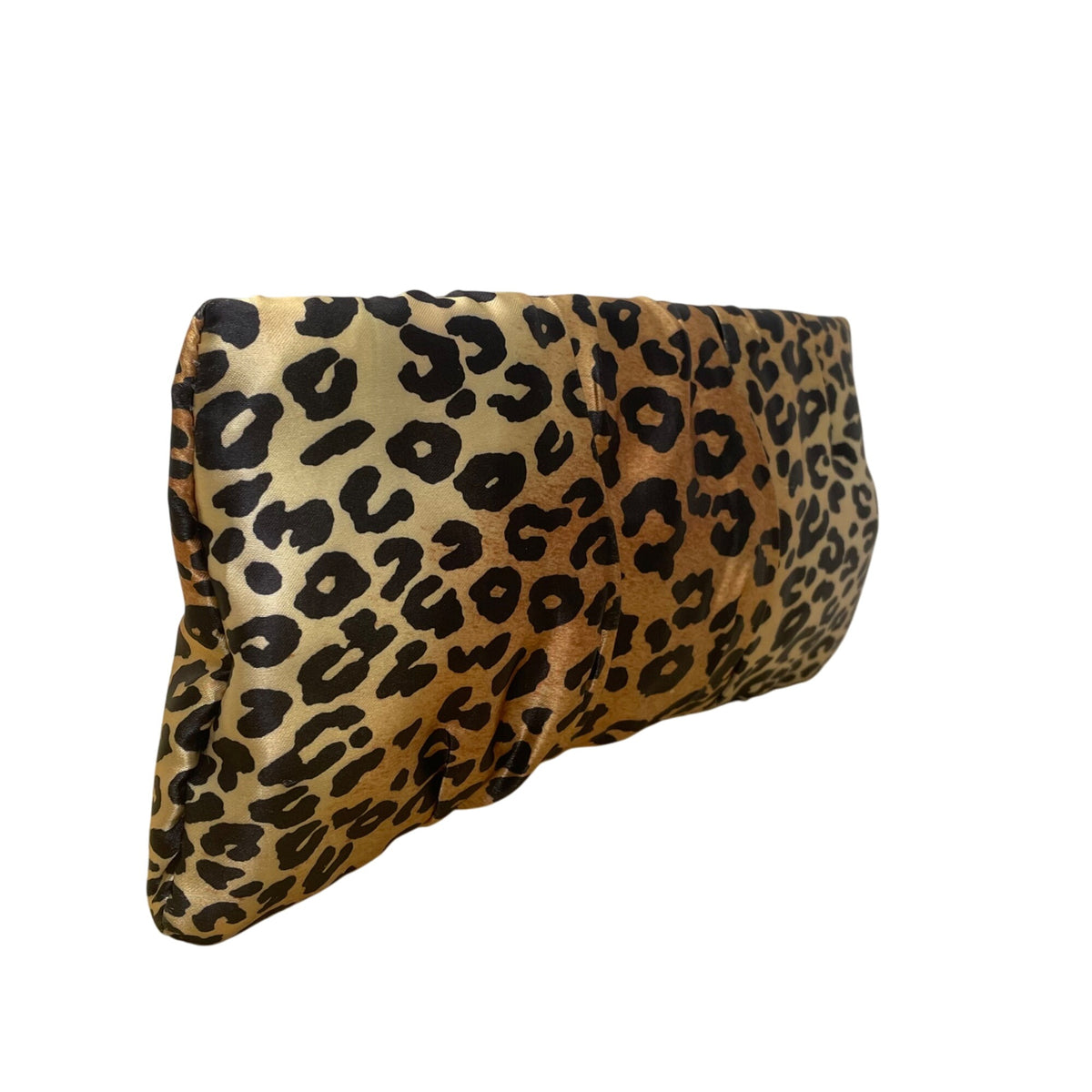Steve Madden Women’s Leopard Print Ruched Satin Interior Pocket Clutch Bag