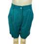 Talbots Petites Womens Teal Pleated Shorts High Waist Button Sz 6 - New