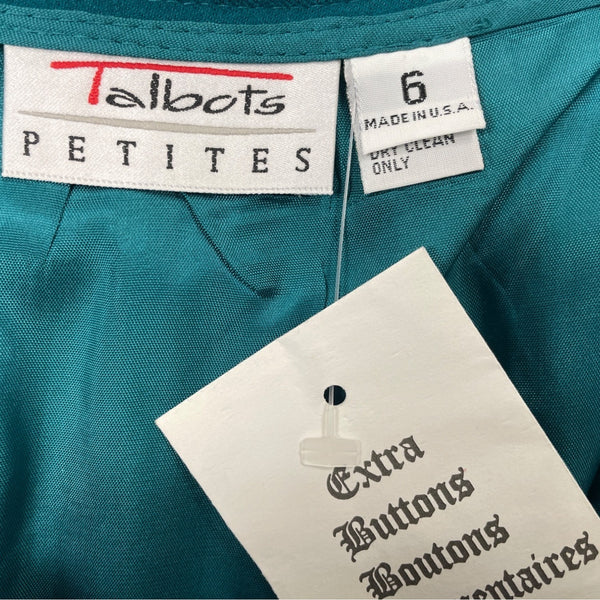 Talbots Petites Womens Teal Pleated Shorts High Waist Button Sz 6 - New