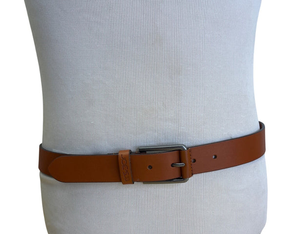 Joes Mens Genuine Leather Belt With Silver Buckle In Tan Brown Size 36