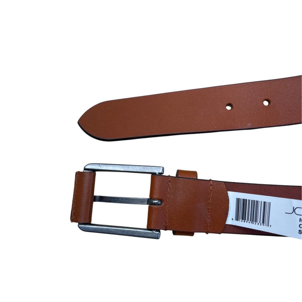 Joes Mens Genuine Leather Belt With Silver Buckle In Tan Brown Size 36