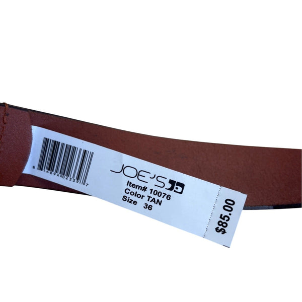 Joes Mens Genuine Leather Belt With Silver Buckle In Tan Brown Size 36