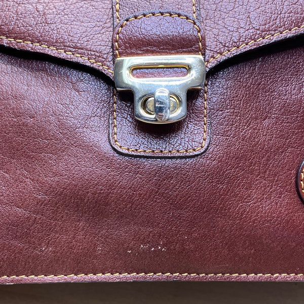 Milleni Women’s Brown Leather Lock Closure Adjustable Strap Crossbody Satchel