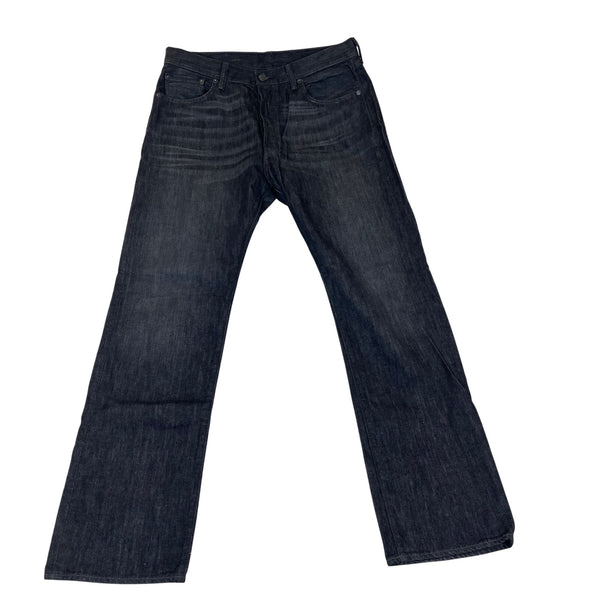 Levis Men's Dark Wash Denim Straight Leg Jeans Cotton 501 Original Fit W34 L32