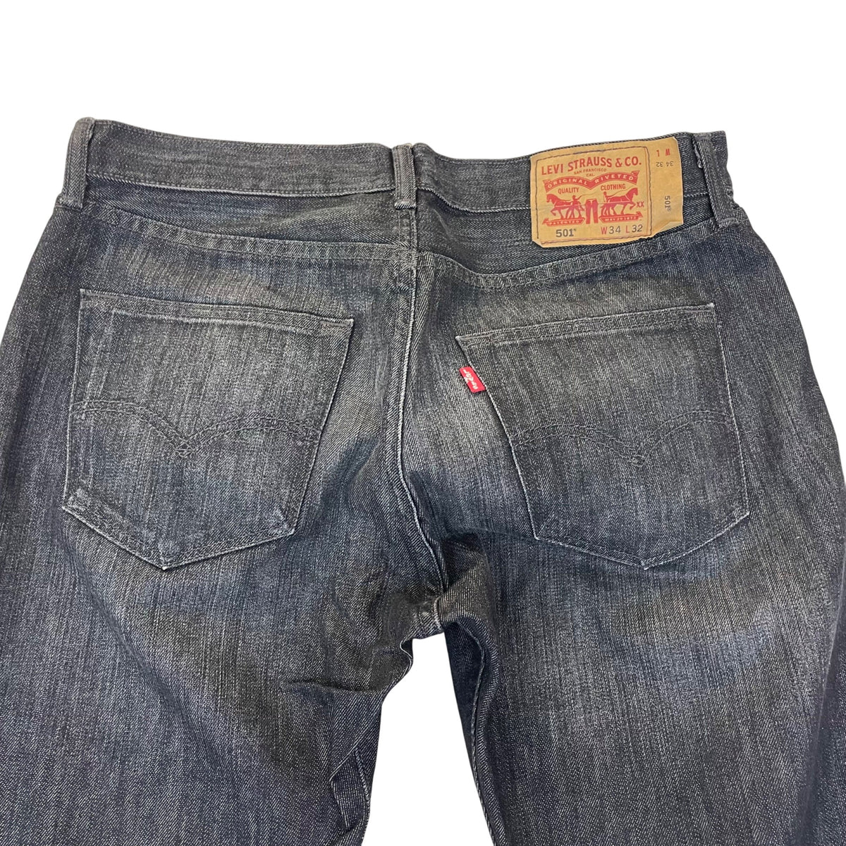 Levis Men's Dark Wash Denim Straight Leg Jeans Cotton 501 Original Fit W34 L32