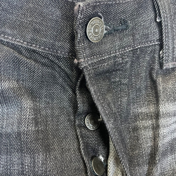 Levis Men's Dark Wash Denim Straight Leg Jeans Cotton 501 Original Fit W34 L32