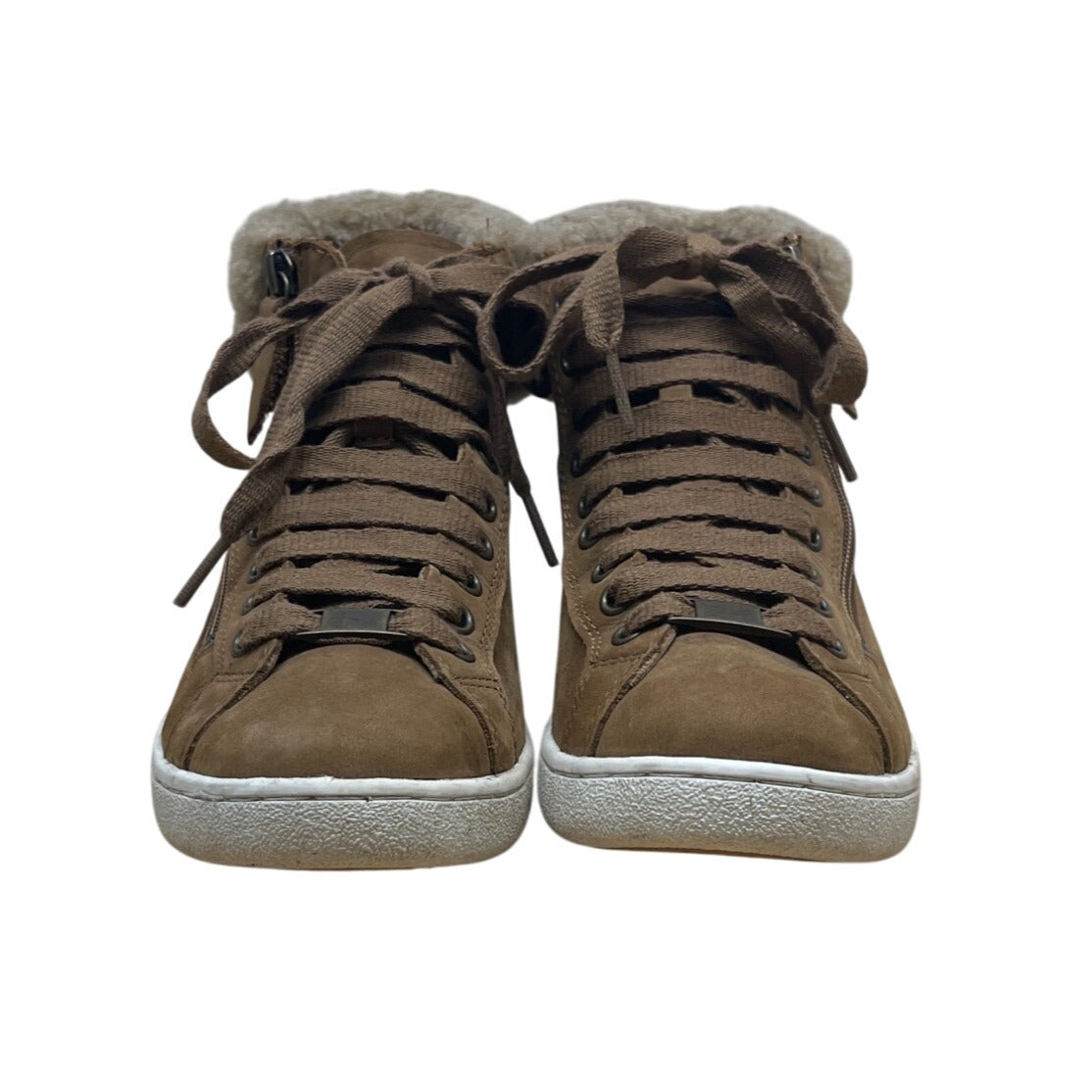 UGG Womens Brown Suede Shearling-Lined High-Top Side Zippers Sneakers Size 7.5