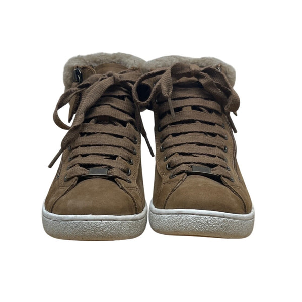 UGG Womens Brown Suede Shearling-Lined High-Top Side Zippers Sneakers Size 7.5