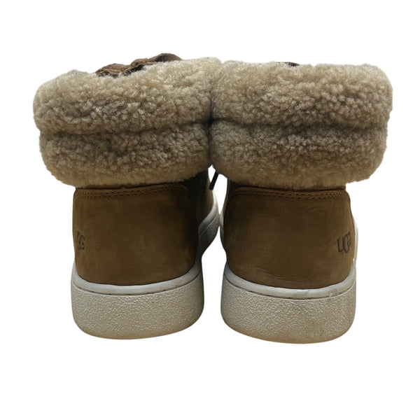UGG Womens Brown Suede Shearling-Lined High-Top Side Zippers Sneakers Size 7.5