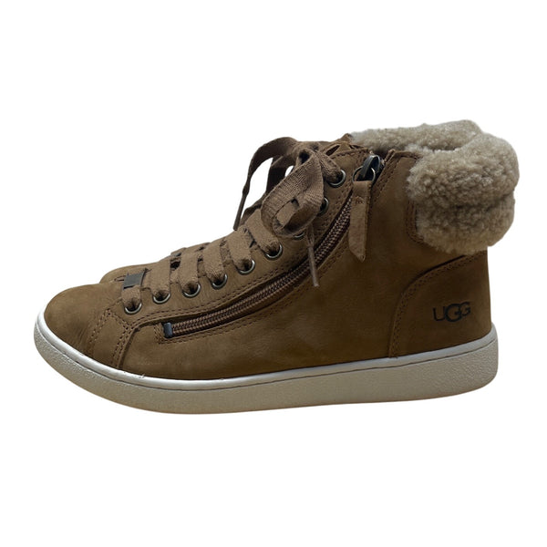 UGG Womens Brown Suede Shearling-Lined High-Top Side Zippers Sneakers Size 7.5