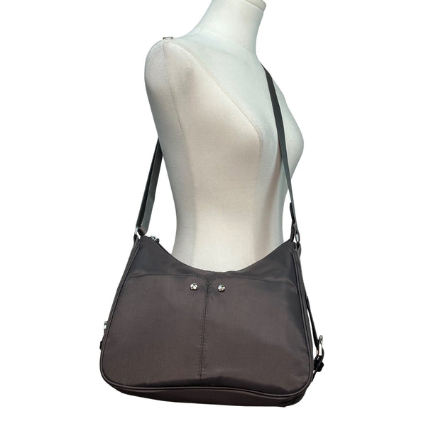 Mosey By Bagallini Grey Nylon With Adjustable Strap Crossbody Shoulder Bag Sz M