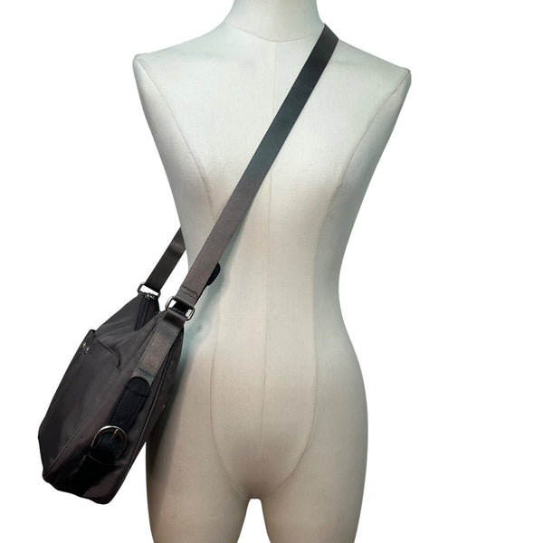 Mosey By Bagallini Grey Nylon With Adjustable Strap Crossbody Shoulder Bag Sz M