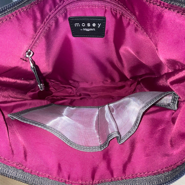 Mosey By Bagallini Grey Nylon With Adjustable Strap Crossbody Shoulder Bag Sz M