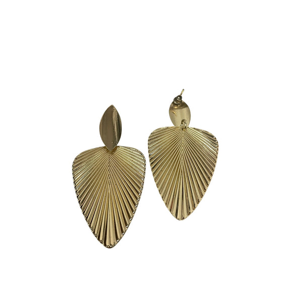 Gold Tone Metal Womens Leaf Shape Earrings Lightweight Statement Jewelry Drop Dangle Design
