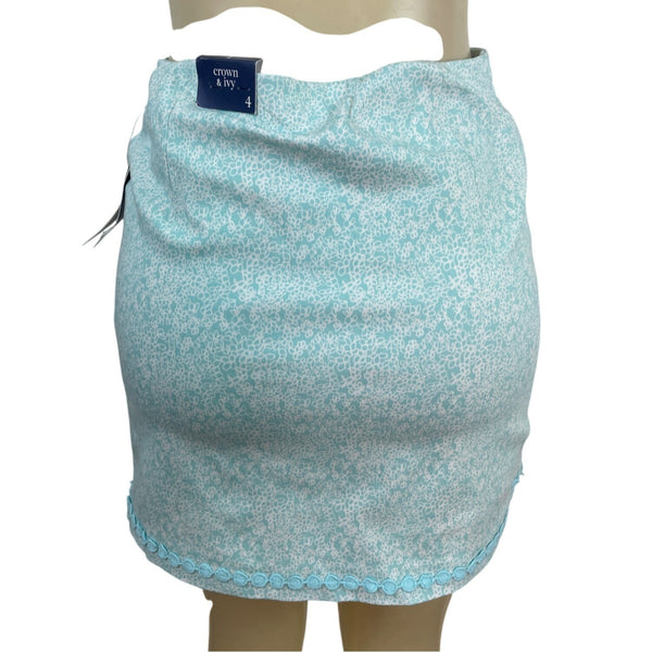 Crown & Ivy Womens Light Blue Floral Wrap Skort Size 4 - New