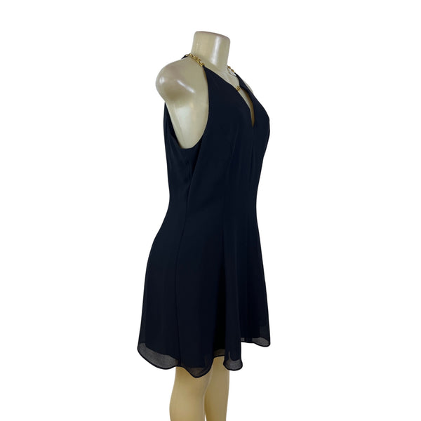 Datiani Black Sleeveless Halter Chain Detailed Dress For Women A-Line Fit Sz 12
