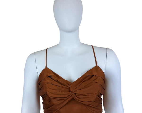 Express Womens Burnt Orange Polyester Ruched Front Cami Top Adjustable Straps XL