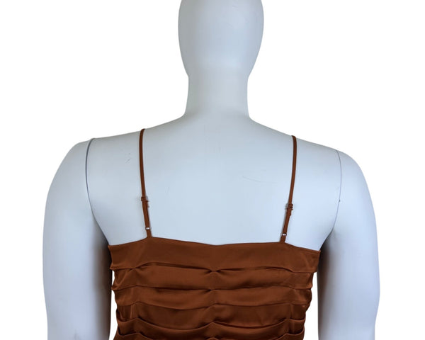 Express Womens Burnt Orange Polyester Ruched Front Cami Top Adjustable Straps XL