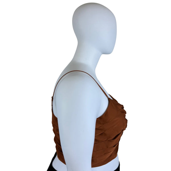Express Womens Burnt Orange Polyester Ruched Front Cami Top Adjustable Straps XL