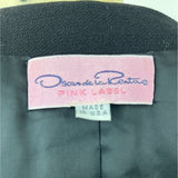 Oscar de la Renta Women's Black 6 Lined Button Up Long Sleeve Blazer Sz14