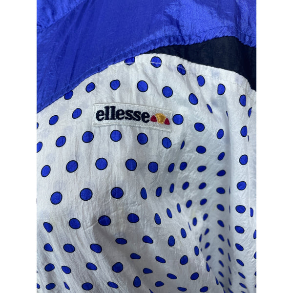 Vintage Ellesse Women's White and Blue Polka Dots Tracksuit Sz 12