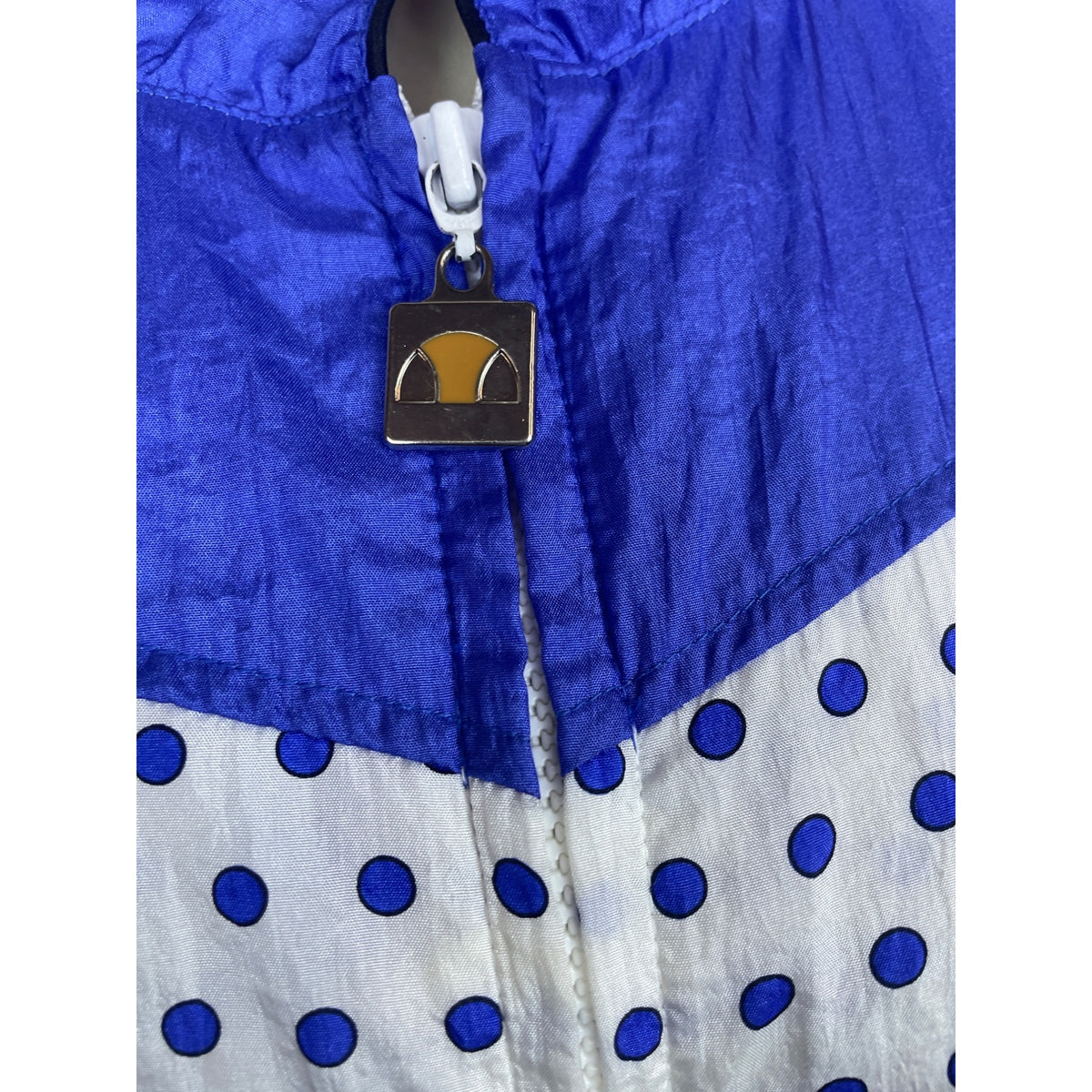Vintage Ellesse Women's White and Blue Polka Dots Tracksuit Sz 12