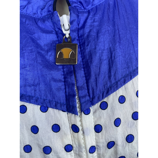 Vintage Ellesse Women's White and Blue Polka Dots Tracksuit Sz 12