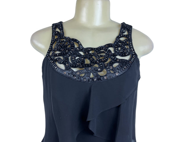 S.L. Fashions Womens Black Cocktail Dress Ruffle Layered Size 6