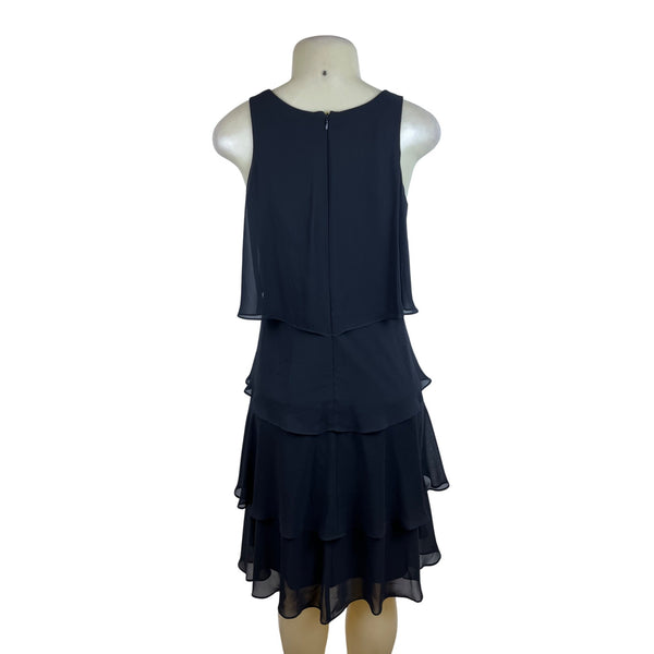 S.L. Fashions Womens Black Cocktail Dress Ruffle Layered Size 6