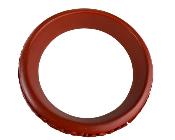 Vintage Red Floral Carved Resin Bangle Bracelet Intricate Design