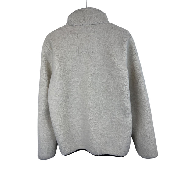 Hollister Mens Beige Sherpa Fleece Jacket Size S Warm Full-Zip Epic Flex Jacket Made In Indonesia