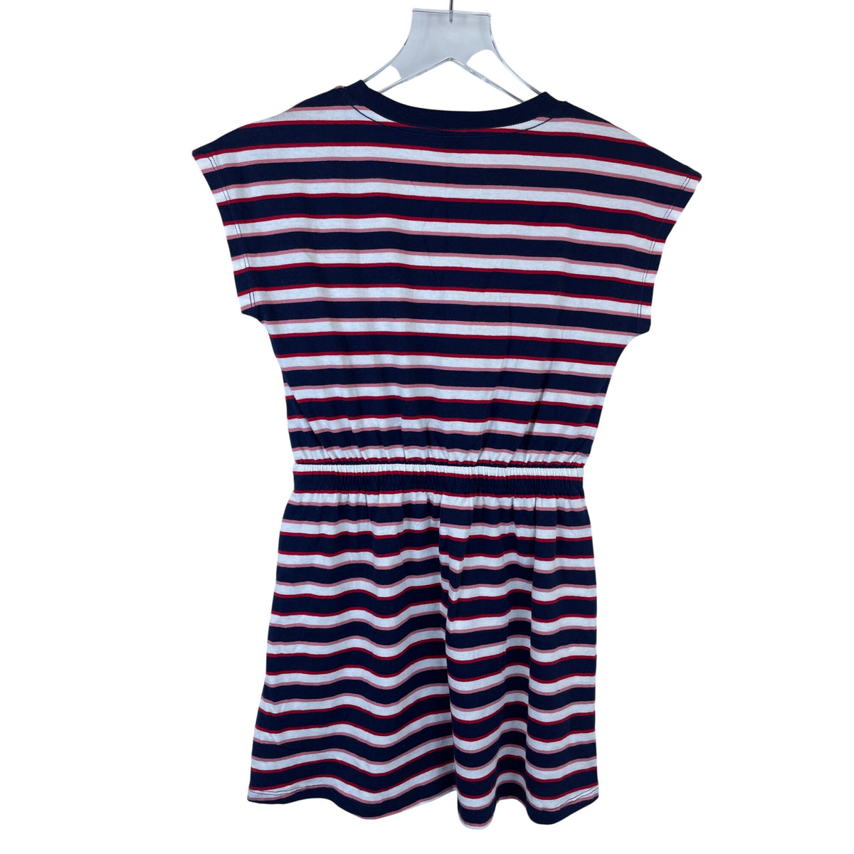 Tommy Hilfiger Girls Navy Striped Cotton Casual Elastic Waist Dress Size Medium (8/10)