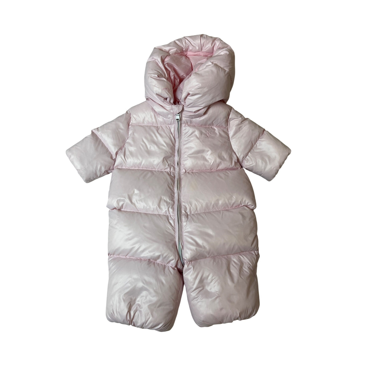 Ralph Lauren Baby Pink Puffer Snowsuit With Mittens & Booties Size 3M